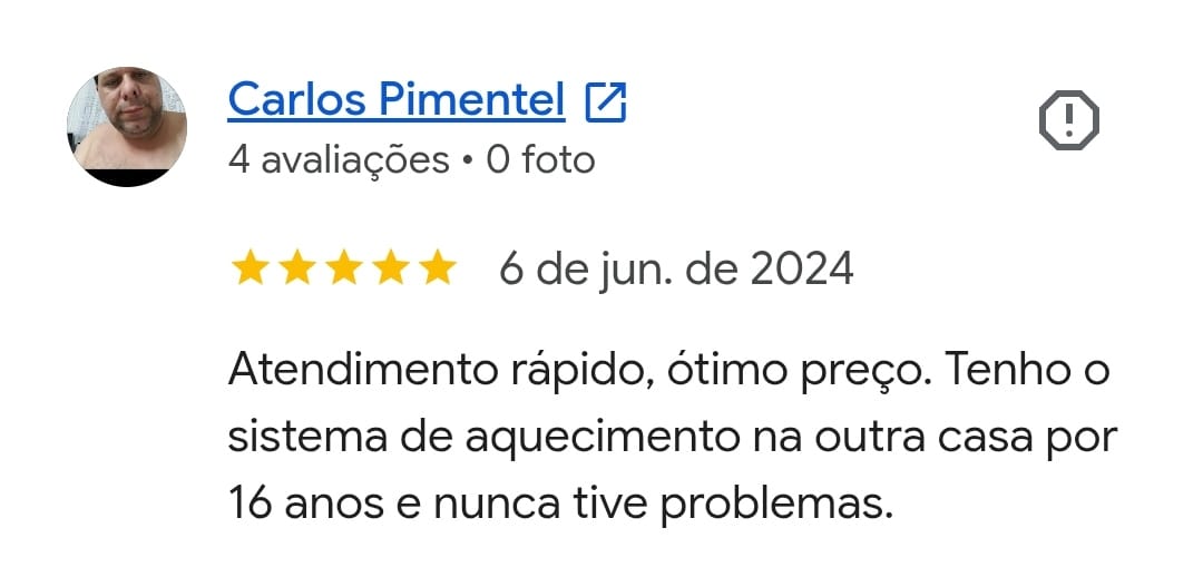Avaliação 5 estrelas de Carlos Pimentel para a Soluner.